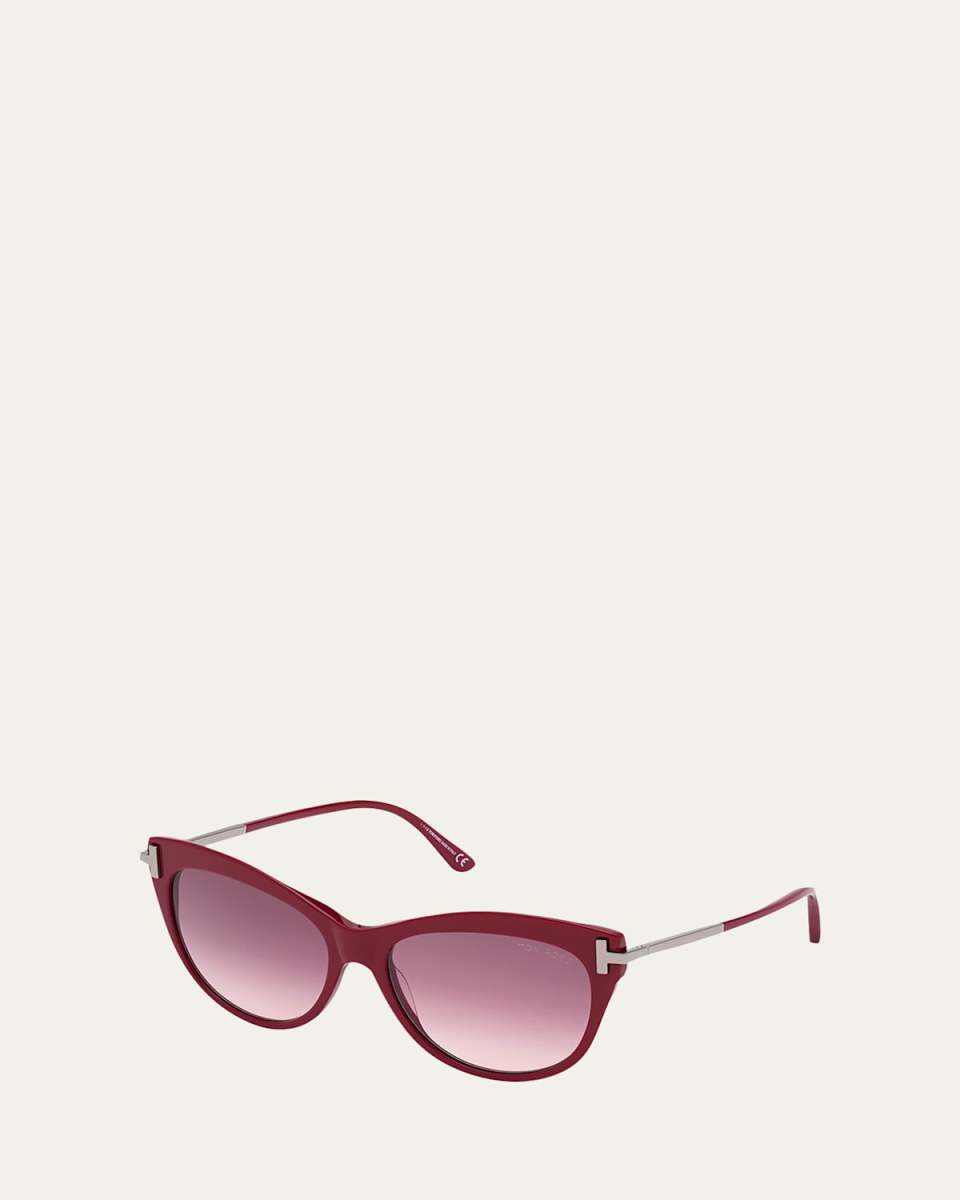Kira Acetate/Metal Cat-Eye Sunglasses, Black